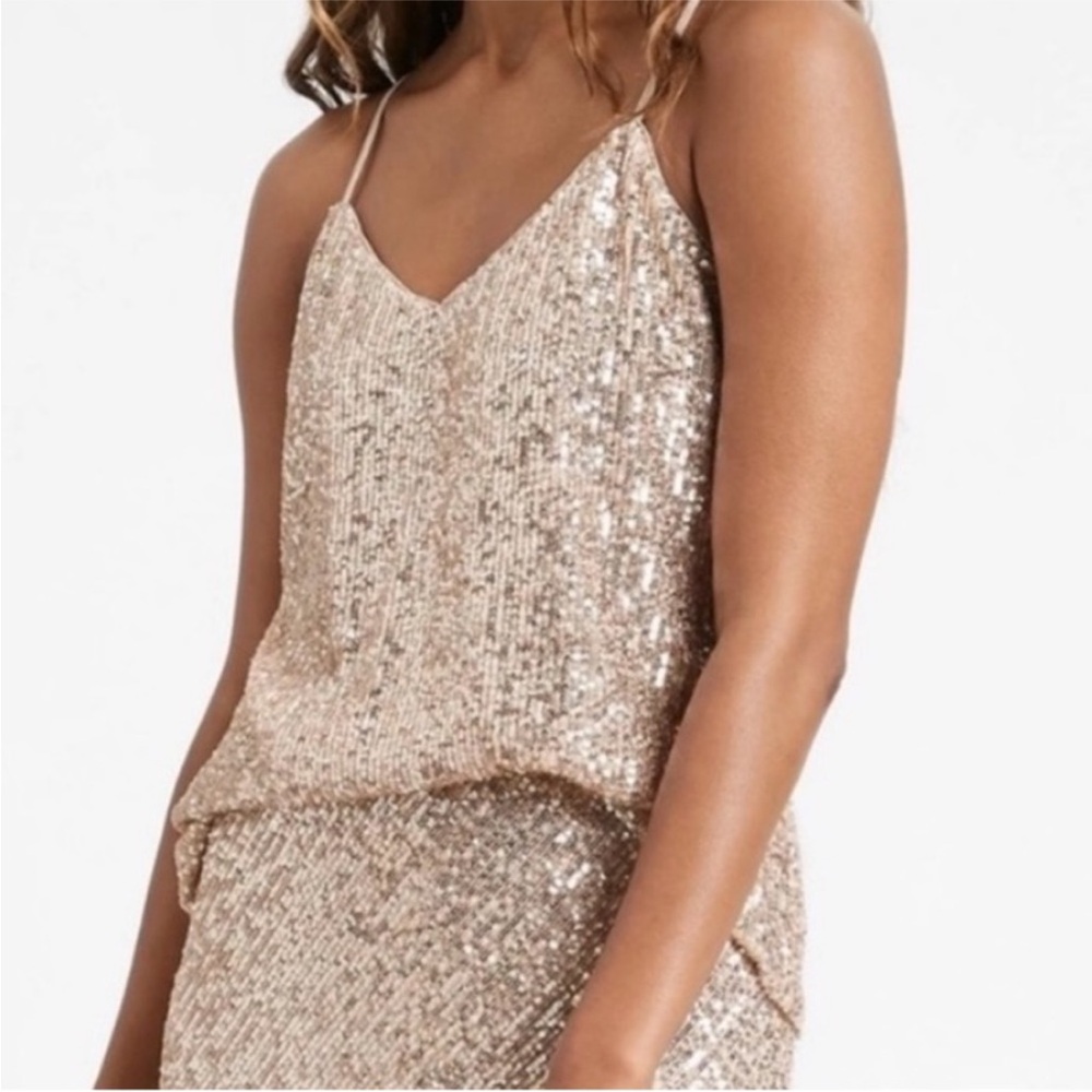 Banana Republic Glittering Champagne and Silver Sequin Camisole